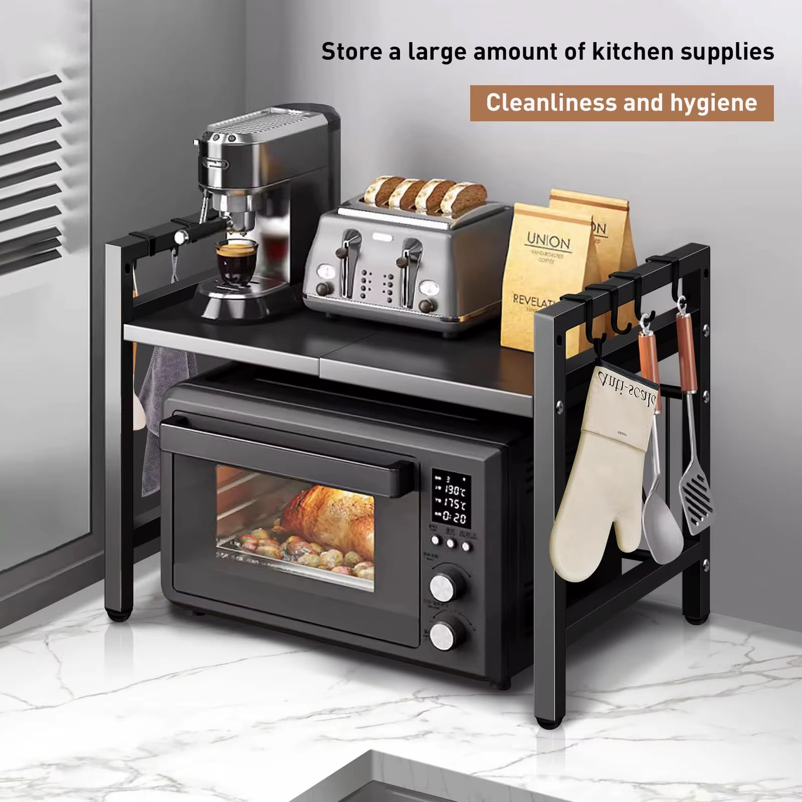 OrganizePro™ Expandable Microwave Shelf Organizer