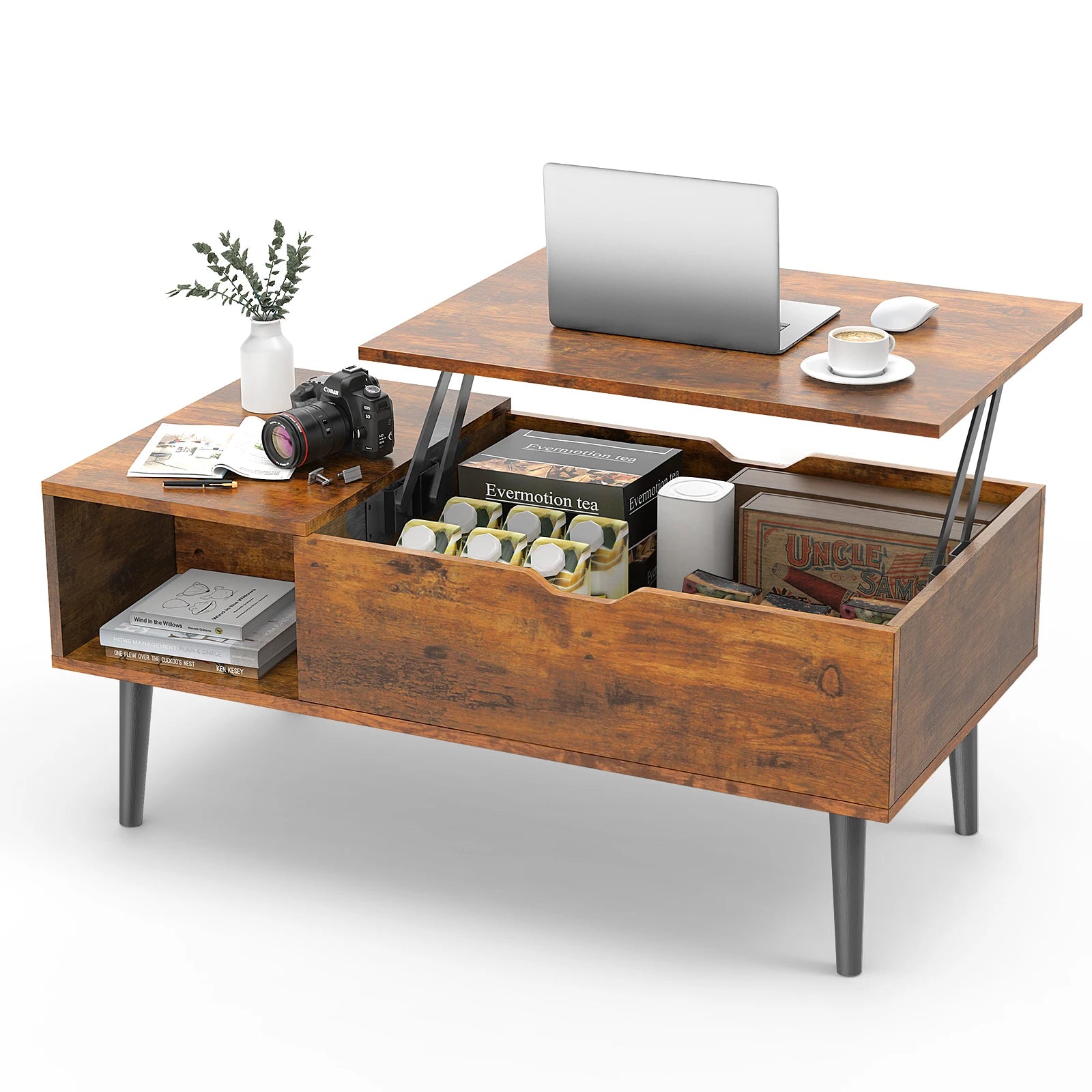 Elevate™ Lift-Top Coffee Table – Adjustable Wood Table with Storage