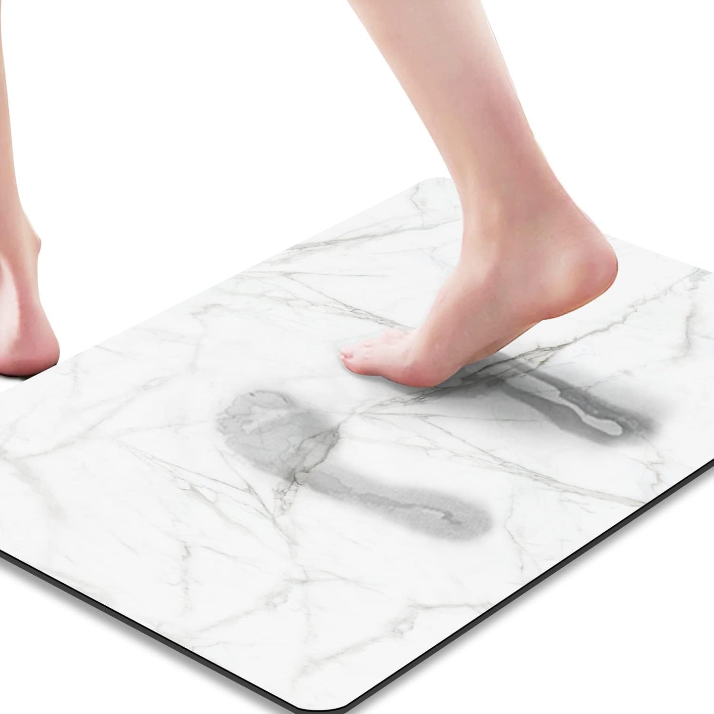 AquaLuxe™ Ultra-Thin Black Contour Bathroom Mat Set