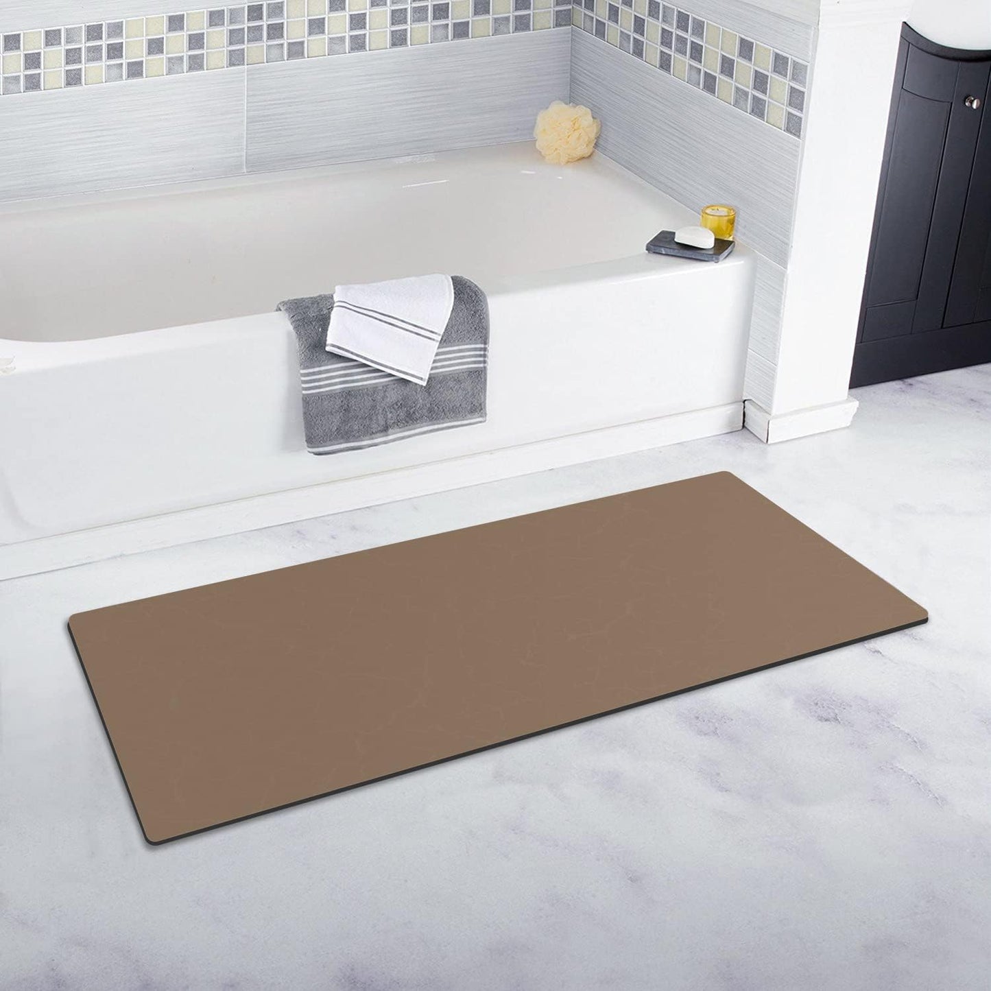 AquaLuxe™ Ultra-Thin Black Contour Bathroom Mat Set