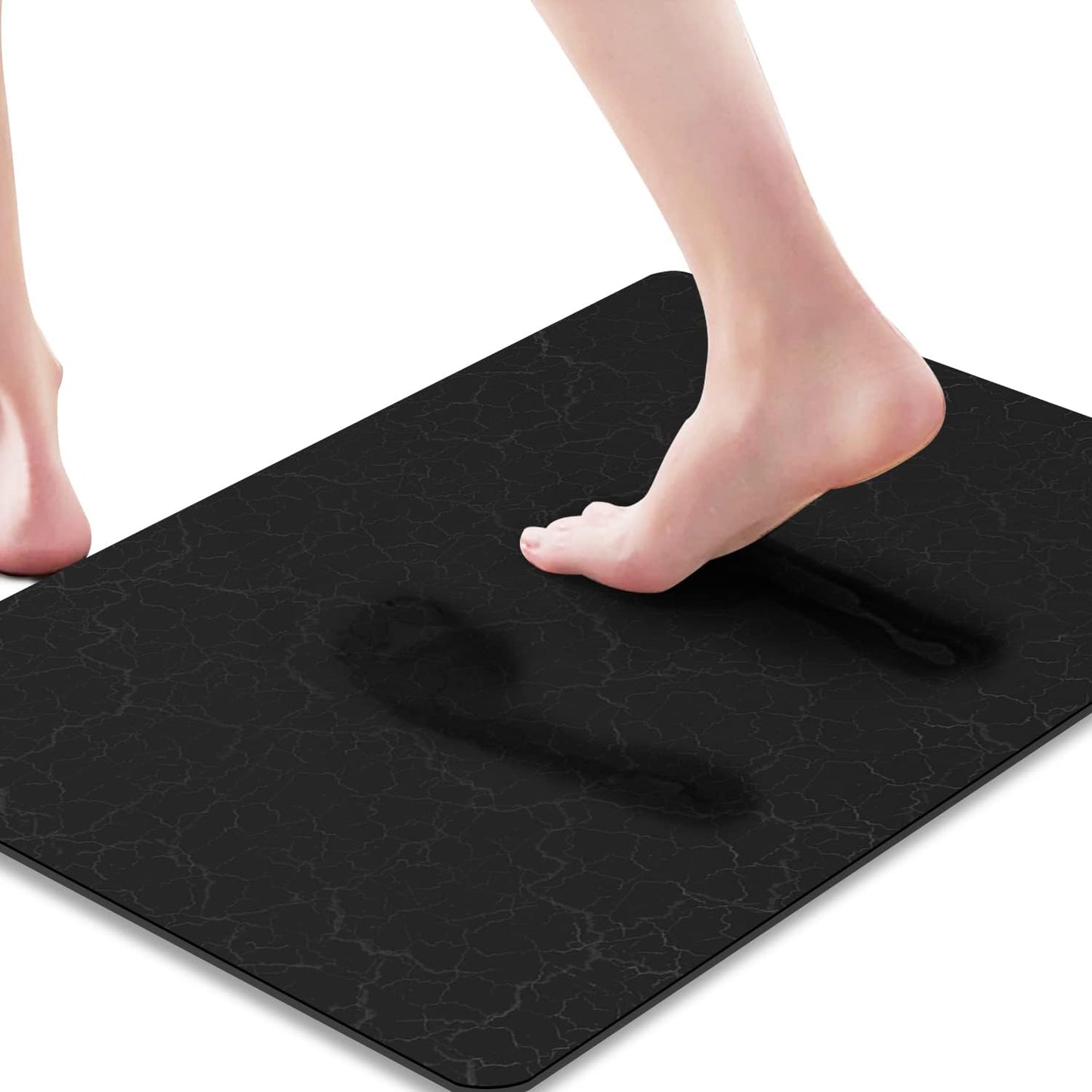AquaLuxe™ Ultra-Thin Black Contour Bathroom Mat Set