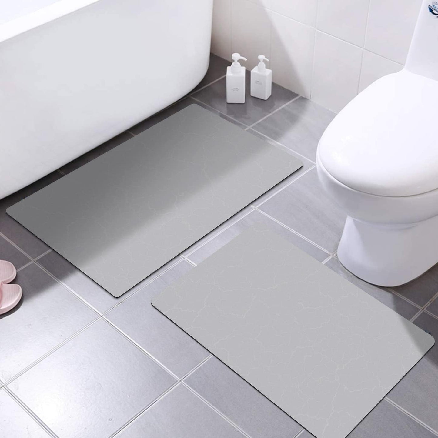 AquaLuxe™ Ultra-Thin Black Contour Bathroom Mat Set