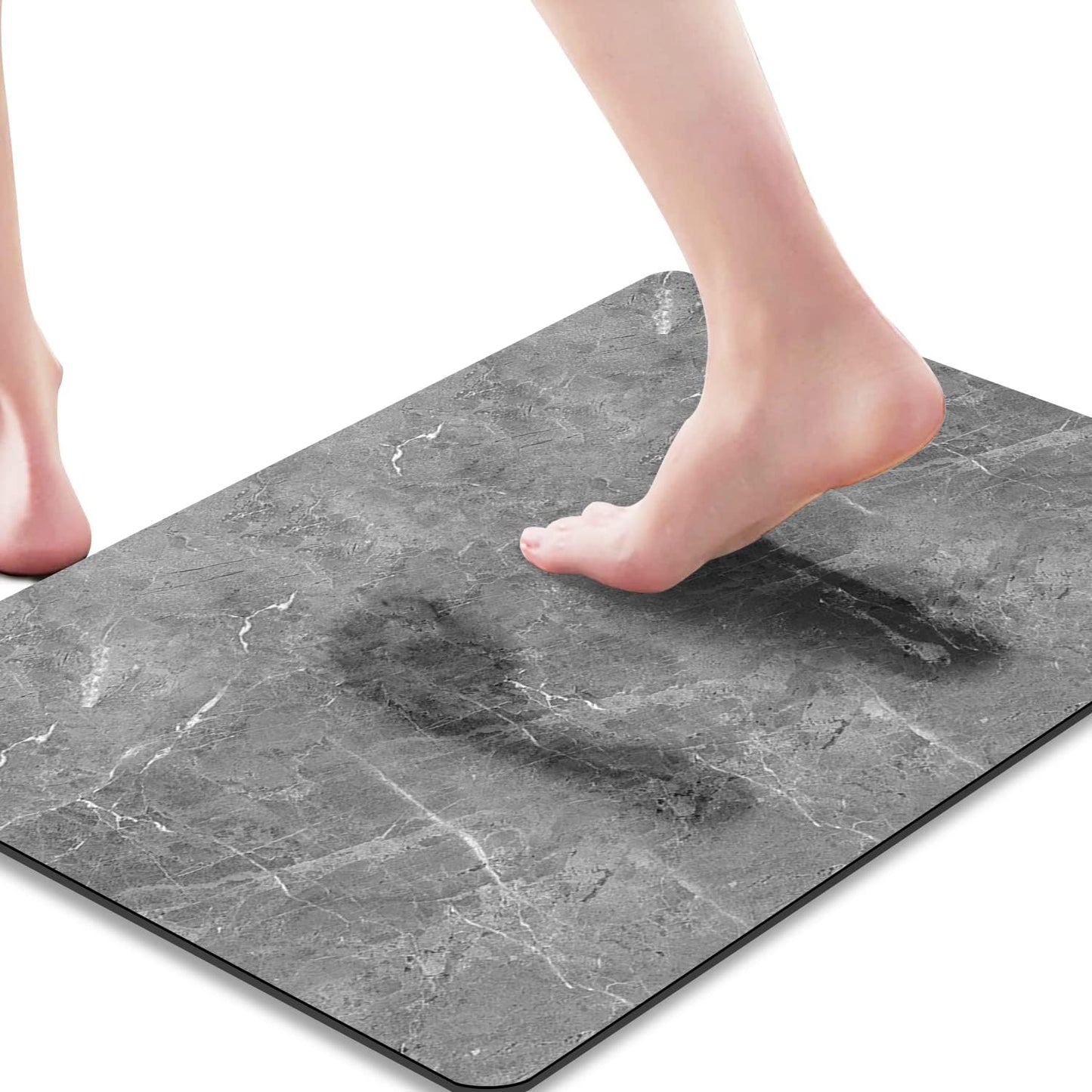 AquaLuxe™ Ultra-Thin Black Contour Bathroom Mat Set