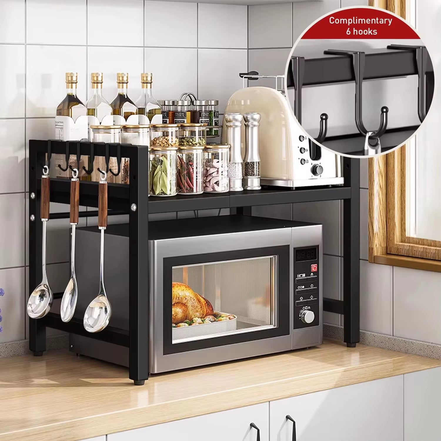 OrganizePro™ Expandable Microwave Shelf Organizer