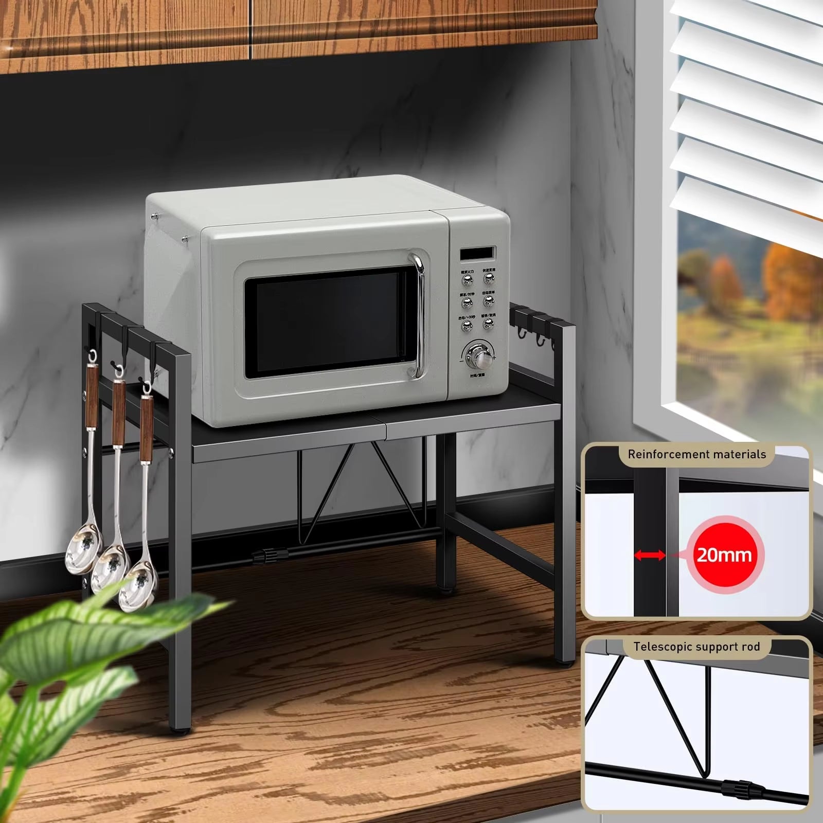 OrganizePro™ Expandable Microwave Shelf Organizer