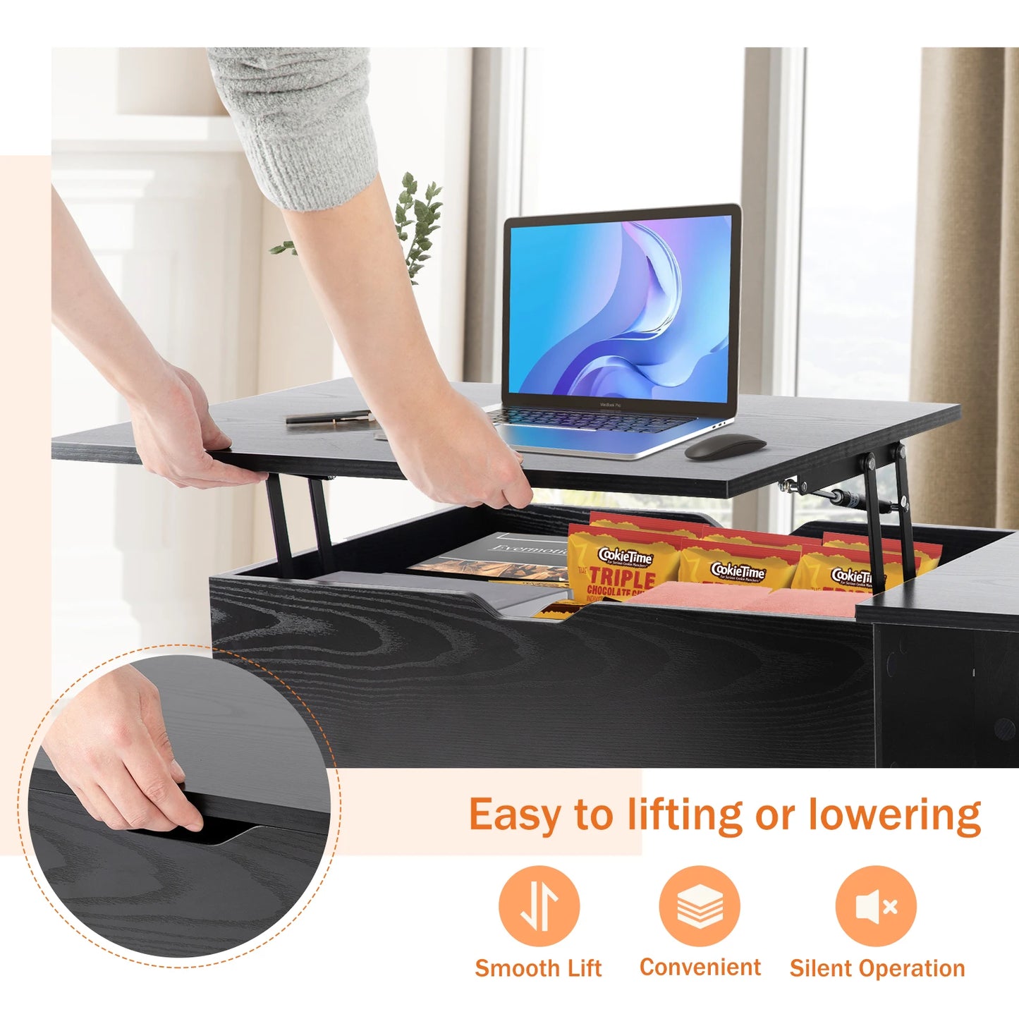 Elevate™ Lift-Top Coffee Table – Adjustable Wood Table with Storage