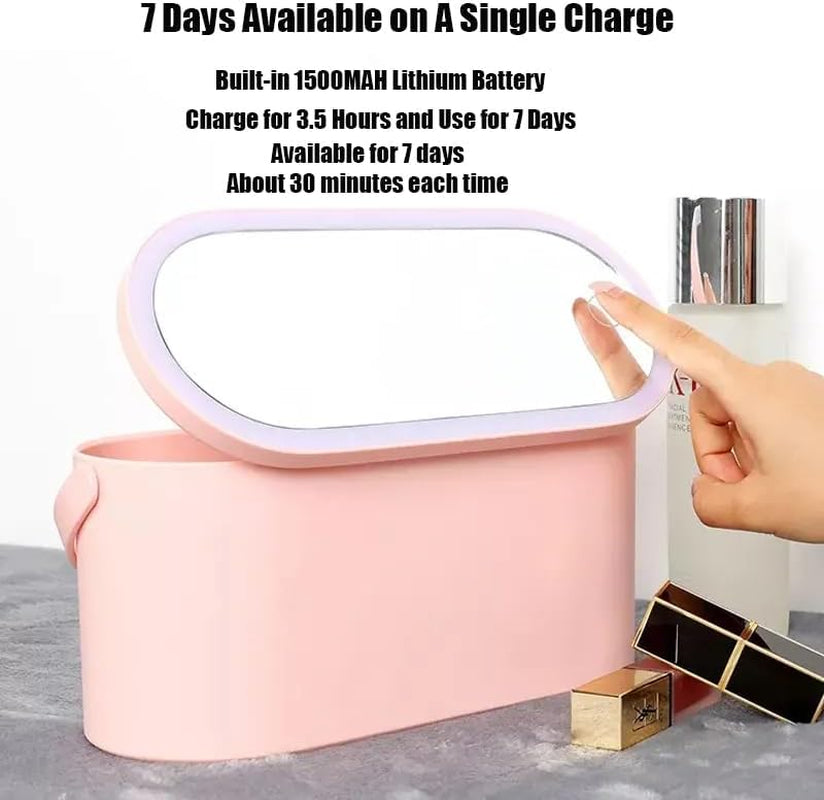 GlamGlow™ Travel Makeup Organizer with LED Mirror