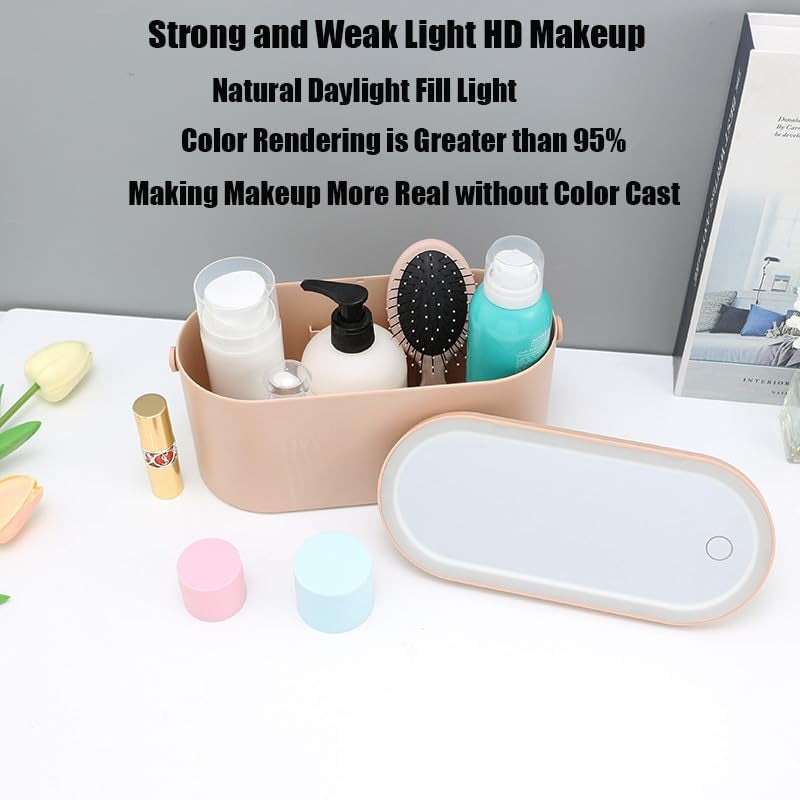 GlamGlow™ Travel Makeup Organizer with LED Mirror