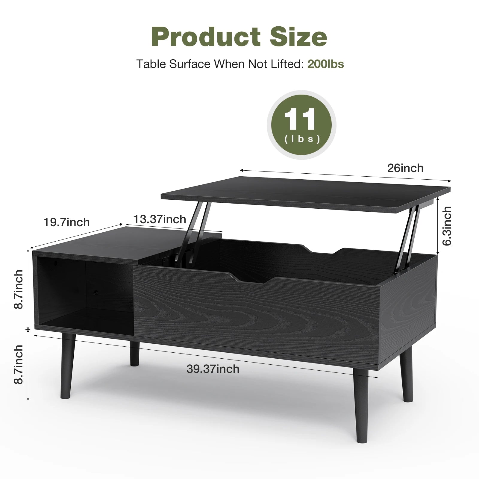 Elevate™ Lift-Top Coffee Table – Adjustable Wood Table with Storage