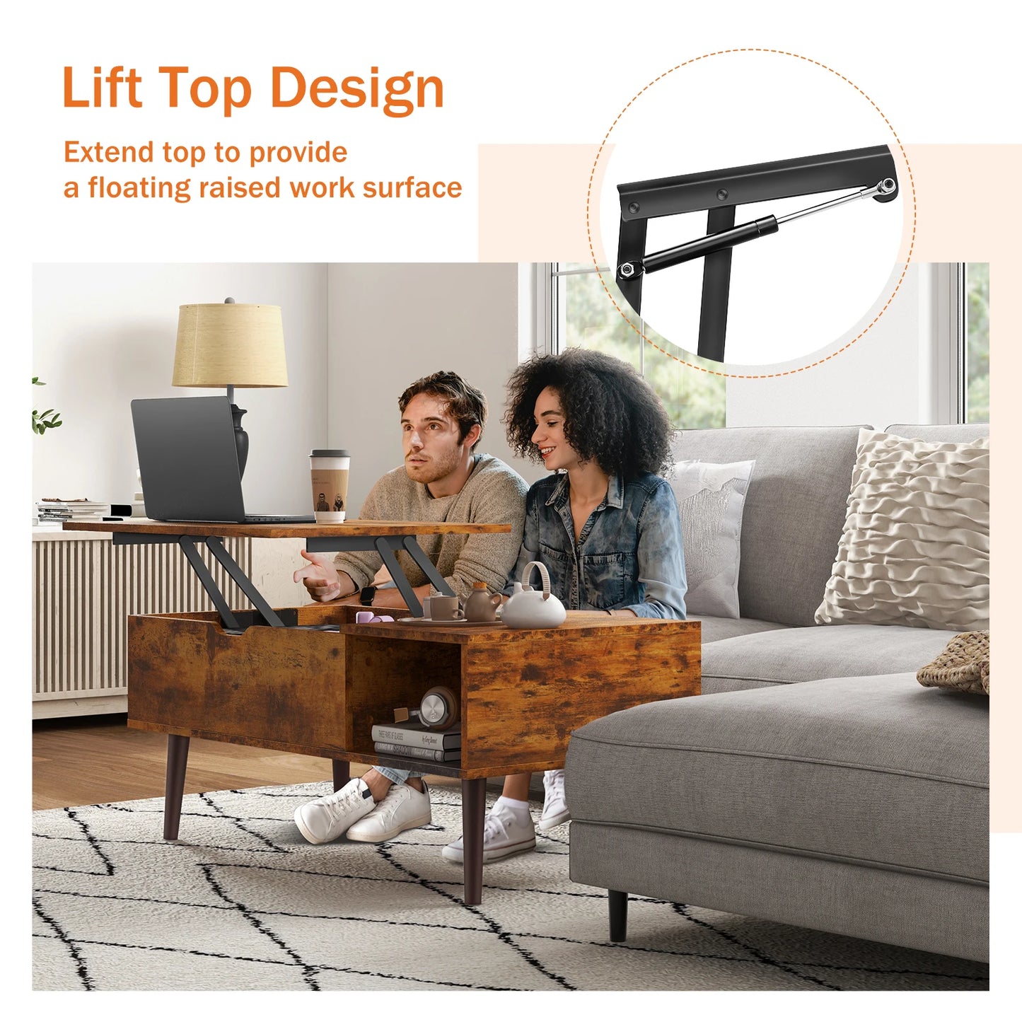 Elevate™ Lift-Top Coffee Table – Adjustable Wood Table with Storage