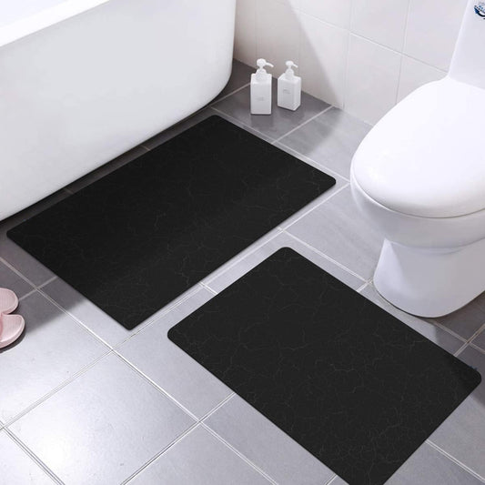 AquaLuxe™ Ultra-Thin Black Contour Bathroom Mat Set